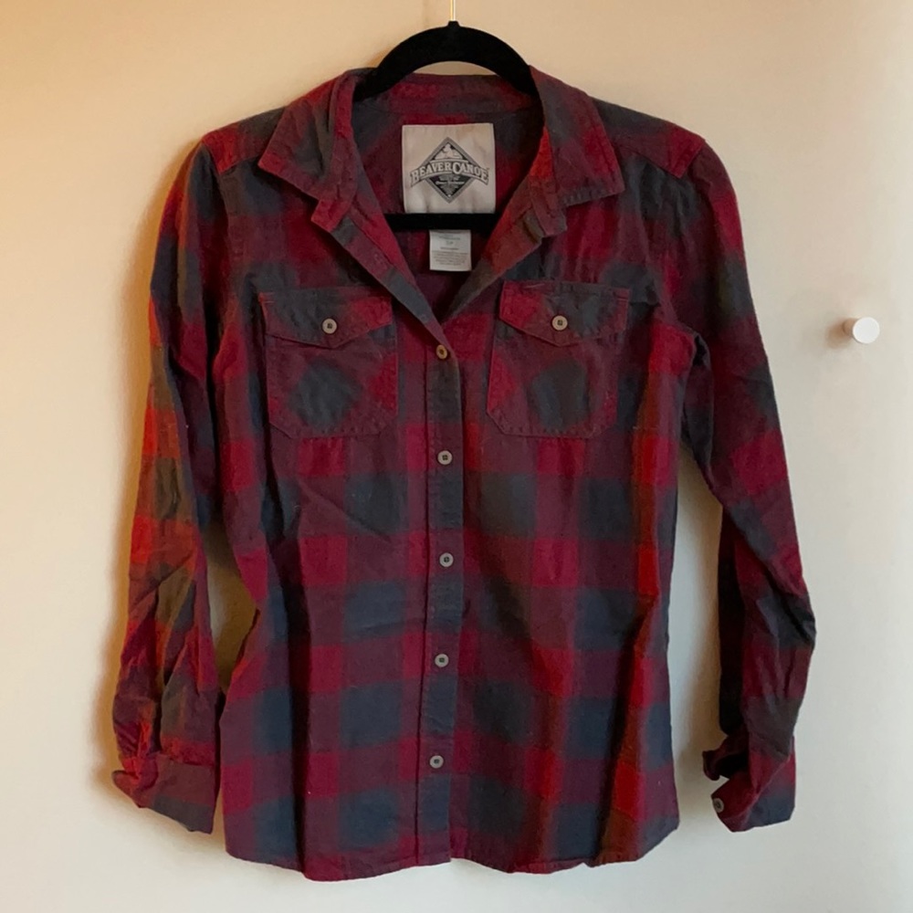 Roots Beaver Canoe button-down flannel shirt